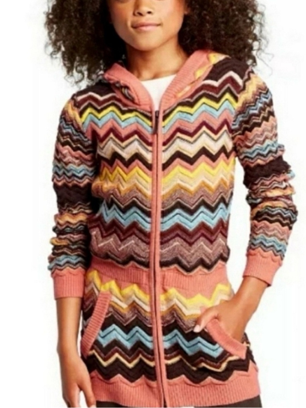 Missoni for Target Multicolor Zigzag Hooded Zip Sweater Tight Knit Cardigan: Sm
